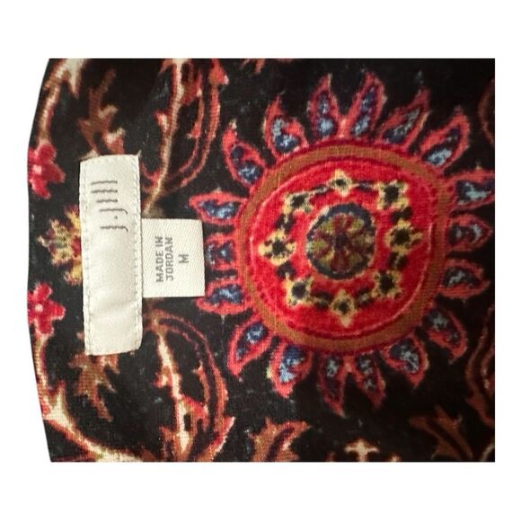 J. Jill Boho Midi Dress Size Medium Long Sleeve Vibrant Red Pink Gold Blue - Picture 6 of 6